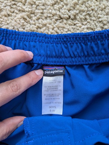 Patagonia Shorts Boys S Blue Cargo Swim Trunks Board Short Pull On Elastic Waist - Picture 5 of 6