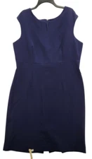 Kasper Women's Navy Notched-Neck Sleeveless Stretch Sheath Dress Sz18  D194