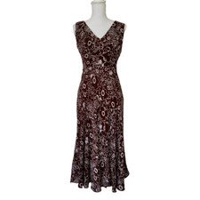 Sheri Martin New York VTG 90s Tropical Midi Dress 6 Sleeveless Boho Criss Cross