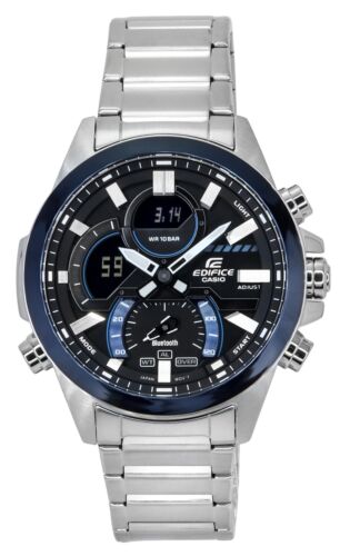 Casio Edifice Grey Dial Sports Quartz 100M Men's Watch ECB-30DB-1A - Afbeelding 1 van 5