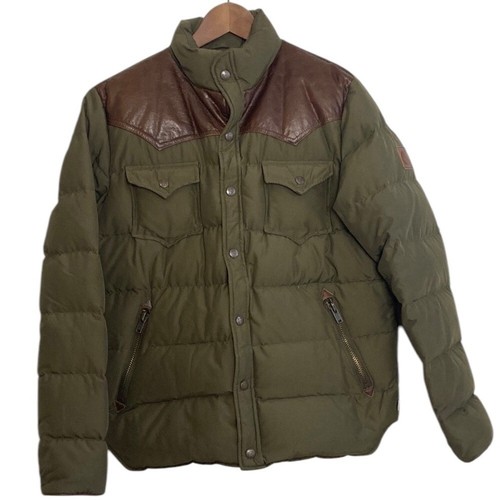 Penfield doudoune d'oie homme petit manteau bouffant en cuir marron vert olive