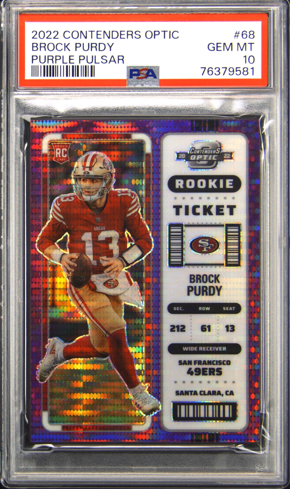 Brock Purdy Panini Contenders Optic #68 Purple Pulsar