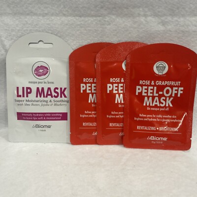 Lot 4 Le Biome 1 Super Moisturizing & Soothing Lip Mask + 3 Rose & Grapefruit