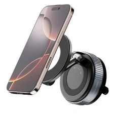 Magnetic Phone Holder for Car – Strong Suction Cup Mount with Vacuum Lock,