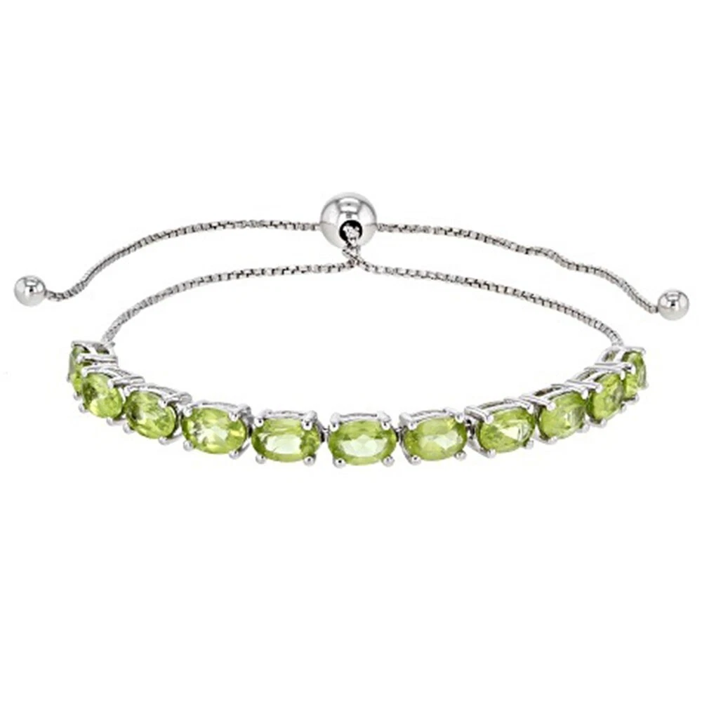 VALENTINO "Braccialetto 4 40 Ctw taglio rotondo creato da laboratorio peridoto 14K oro bianco su bolo 7"