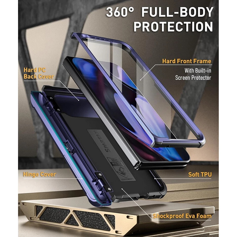 For Google Pixel 9 Pro Fold 5G Case Poetic with Kickstand Shockproof Cover Blue - Image 2 of 4