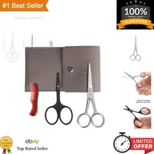 Professional Beard & Mustache Scissors Kit - Rounded Tip Safety Shears & Comb