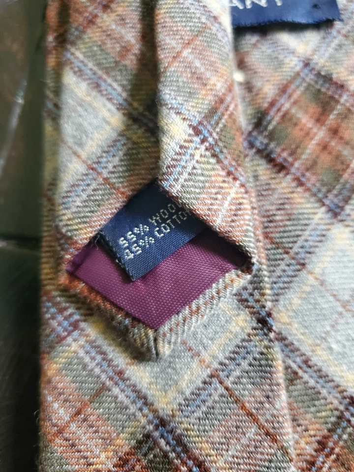 Vintage Viyella for Gant Gray and Brown Plaid Wool Cravat Tie - image 3 of 3