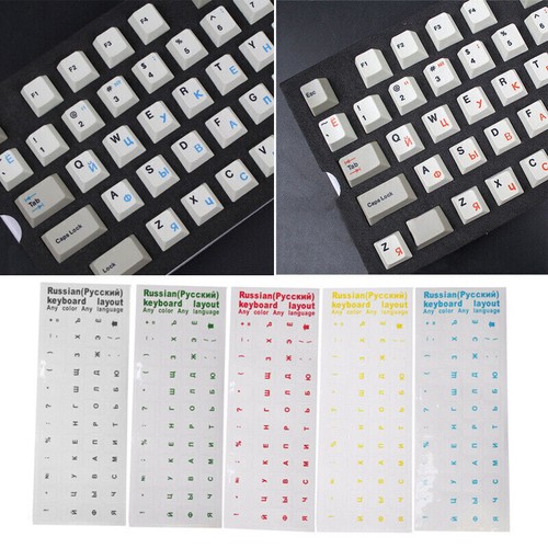 Russian Transparent Waterproof Stickers For PC Laptop Keyboard M6K-US Table P3F7 - Picture 2 of 8