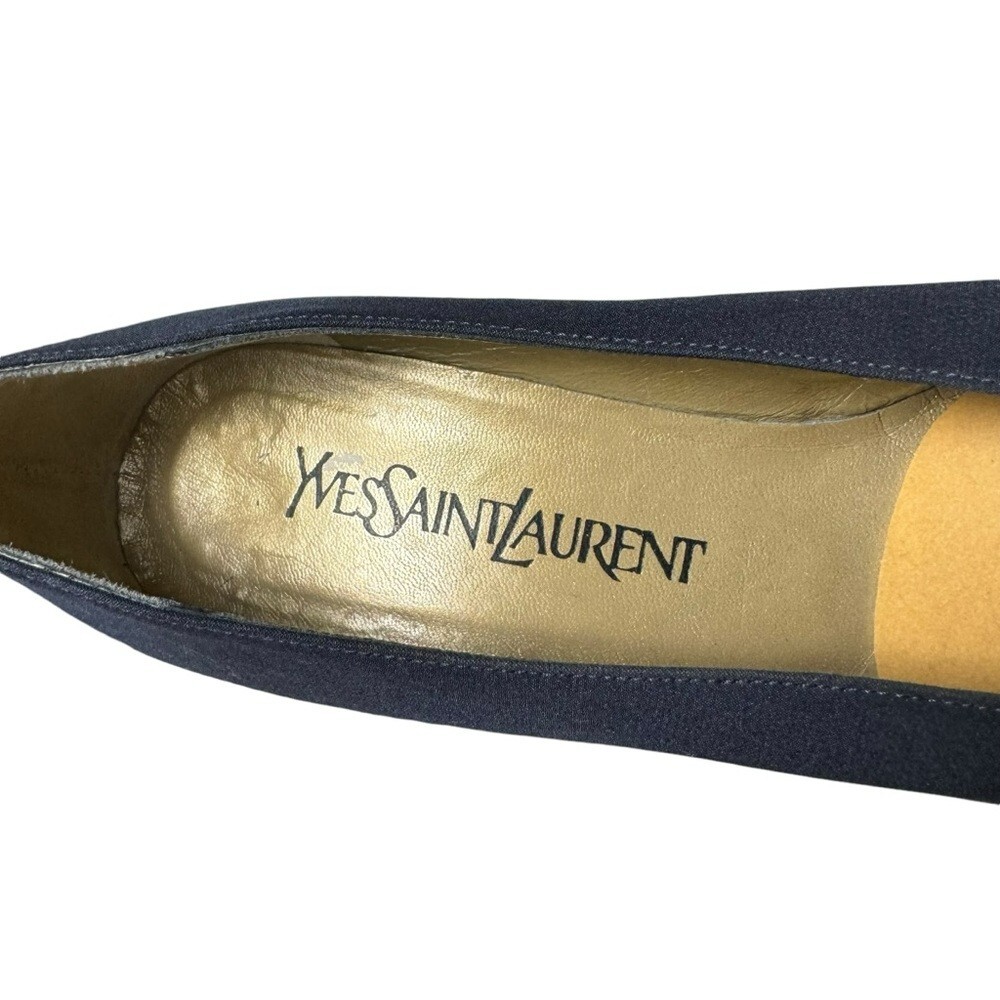 Tacco quadrato vintage Yves Saint Laurent argento navy made in Italy taglia 6 M
