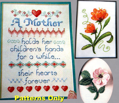 Mothers Love Touch Elegant 3D Floral Layered Designs CROSS STITCH PATTERNS