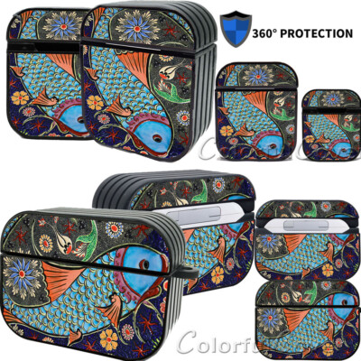 Koi Fish Carp Art earphone Protective Keychain Cover for AirPods 1/2/3/Pro2 Case