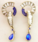 DESIGNER STYLE 4.5" BROOCH 2.5" EARRINGS ART DECO CRYSTAL RHINESTONE DANGLE SET — photo 7