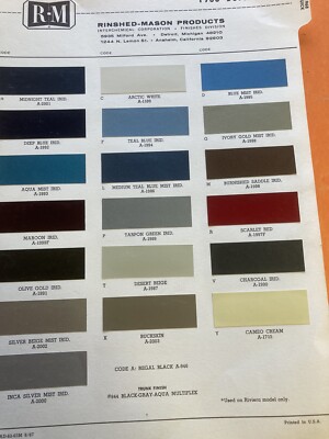 1968 BUICK AUTOMOTIVE R & M, Exterior Paint Color Chip Chart Sheet 1 PAGE