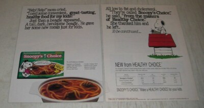1990 Healthy Choice Snoopy's Choice Frozen Dinners Ad - Help! Help! Mom cried