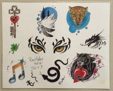 Tattoo Studio Shop Flash Single Wolf Panther Jaguar Snake Key 11" X 14" Print