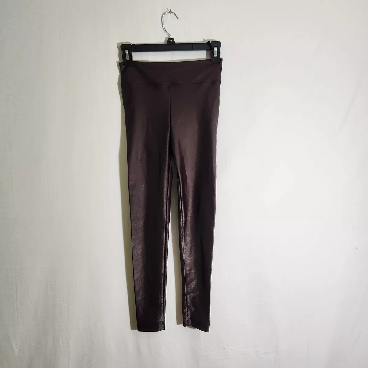 KORAL Womens Leather Leggings S Brown Metallic Stretch Pull On Jeggings