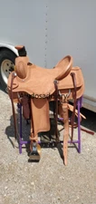 Western Natura Leather Hand Tooled Roper  Wade Strip Down Saddle 15",16",17",18"