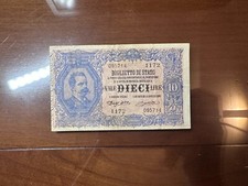 BIGLIETTO DI STATO LIRE 10 VITTORIO EMANUELE III EFF UMBERTO 1902 1910 R2 BB/BB+