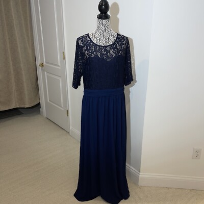 New Women's Chicwe Size 1X Navy Lace Formal Dress 3/4 Sleeve Zip Gown | eBay