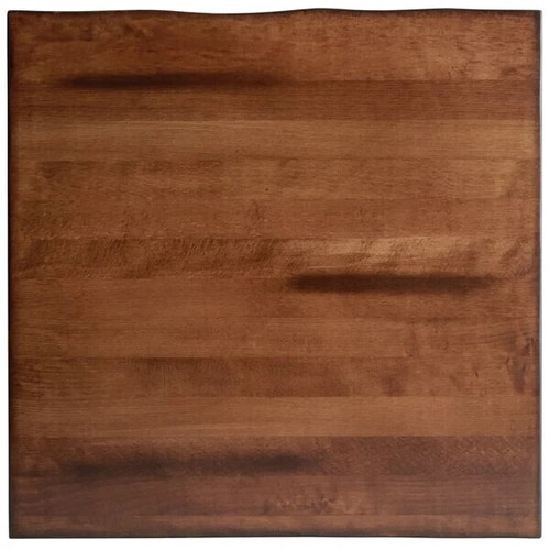 Mesa cuadrada de madera maciza de 30"" con borde vivo para restaurante con acabado de madera de nogal - Imagen 6 de 10
