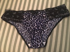 New Rare Vtg Victorias Secret Leopard Print Lace Satin Panty Y2K Size M