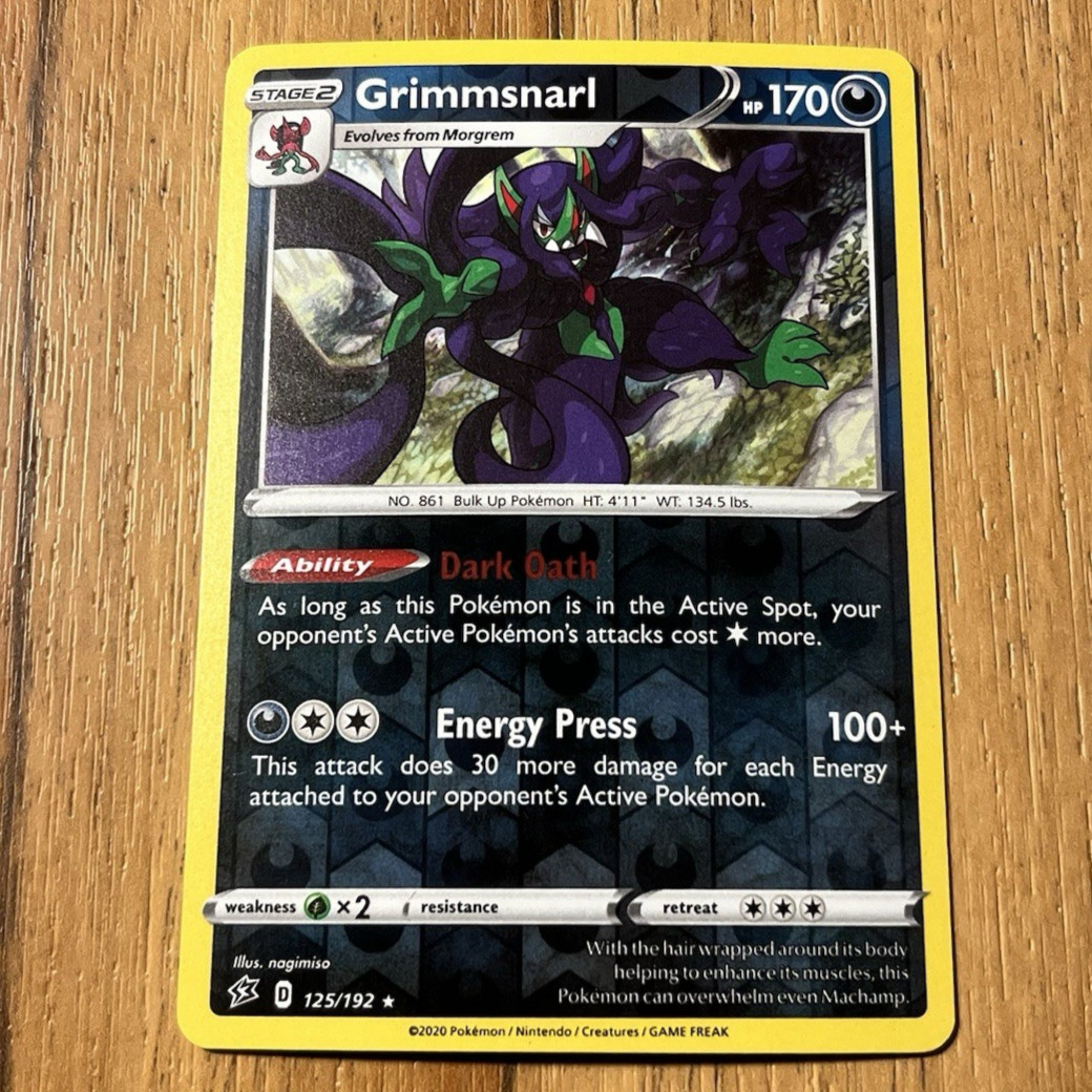 Grimmsnarl 125/192 Rebel Clash Reverse Holo Pokemon Card NM
