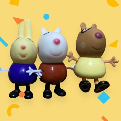 Peppa Pig Figure Lot (3)- Richard Rabbit Suzy Sheep Pedro Pony Poseable