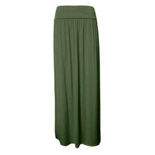 Womens Ladies Celeb Fold Over Waist Full Length Jersey Gypsy Maxi Skirt 8-26 - Picture 8 of 22