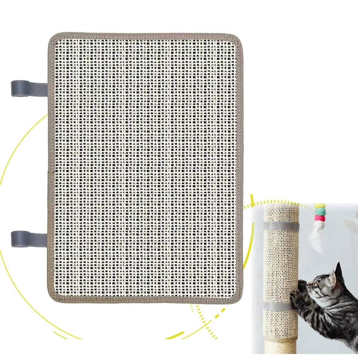 Cat Nail File Scratcher, Sisal Cat Scratch Pad Wrapped Around a Cat 