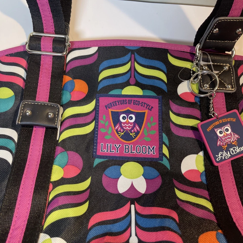 Bolso Cartera Estilo Floral Lily Bloom Flores Multicolor 20 X 12 X 6 con Llavero Foto 2 de 4