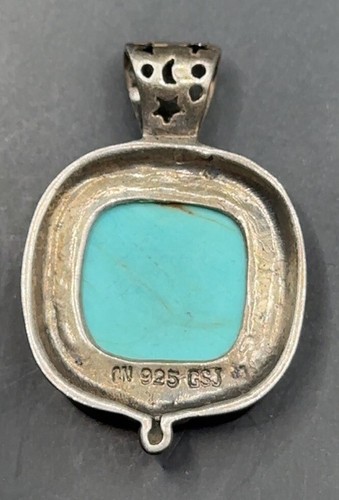 CN GSJ Beautiful Turquoise  And Sterling Silver Pendant - J115 - Picture 2 of 2