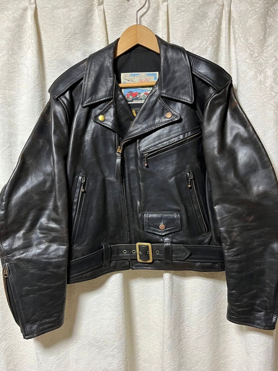 AERO RIDERS 黒 レザージャケット Aero Leather Double Riders Jacket Horsehide Black Size 40 Vintage