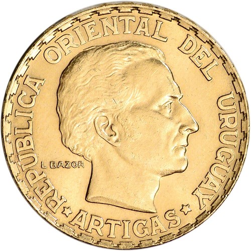 1930 Uruguay Gold 5 Pesos (.2501 oz) - BU