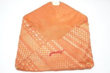 JAPANESE KIMONO POUCH  SILK WOVEN rusty orange handmade vintage beautiful