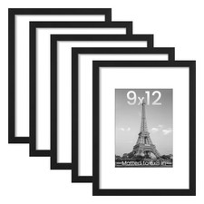 9x12 Picture Frame Set of 5, Display Pictures 6x8 with Mat or 9 x 12 Without,...