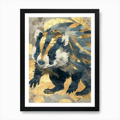 Badger Precisionist Illustration 4 gerahmte Wandbilder Poster Leinwanddruck Bild