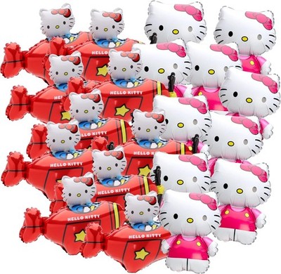 Toyland  20er Pack - Hello Kitty Mini Folienballons mit Figuren - Stäbchen und Becher