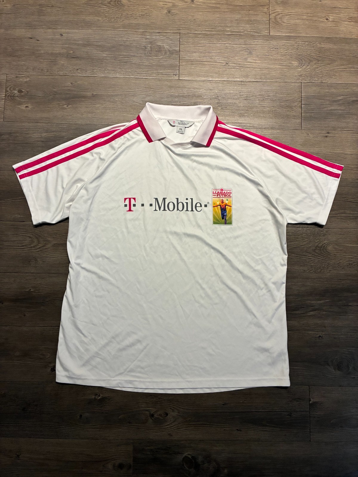 T-Mobile Nokia Soccer Jersey Polo Mens 2XL White Llamado Del Futbol Vintage Rare