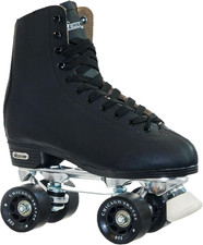 Skates Men'S Premium Leather Lined Rink Roller Skate - Classic Black Quad Skates