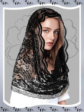 2 Pcs Lace Veil Church Mantilla Catholic Veil Bridal Wedding Veils Halloween ...
