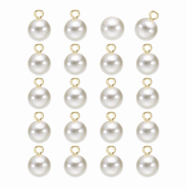 20Stk Runde PerlenknöPfe 10Mm Metallstiel NäHen Diy KnöPfe Beige Gold-image