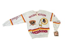 Vintage 90s Washington Redskins AOP All Over Print Sweatshirt Crewneck S/M NWT