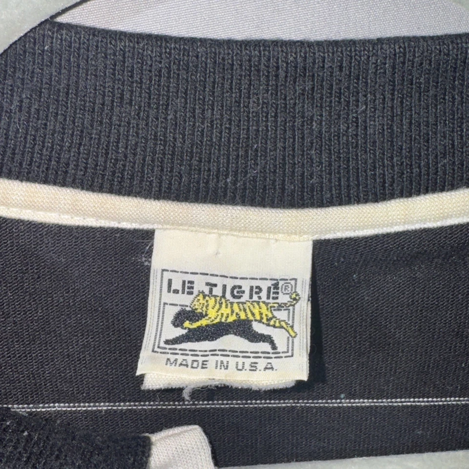 Le Tigre Vintage Polo Shirt 1980's USA Made Black and White Stripe Preppy 3X - Image 2 of 4