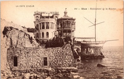 Nice France Restaurant de la Reserve Postcard La Cote d'Azur Antique