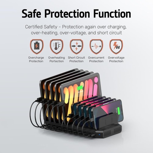 Alxum USB Fast Charging Station with Quick Charge 3.0, 60W 10 Port Charging Stan - Picture 7 of 7