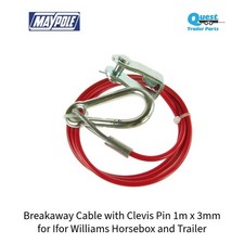 Breakaway Cable with Clevis Pin 1m x 3mm for Ifor Williams Horsebox and Trailer