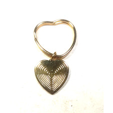 Gold Tone Heart Keychain Bright Shiny