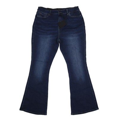 Flying Banana Jeans Womens 14 Short Dark Blue Flare Stretch Denim Dark Wash