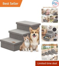 with Storage, Grey 3 Steps Dog Ramp no Condo for Bed